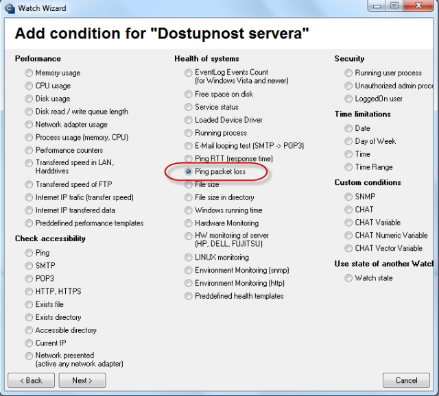 Zvolte Ping Packet loss