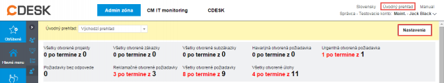 Nastavenie úvodného prehľadu