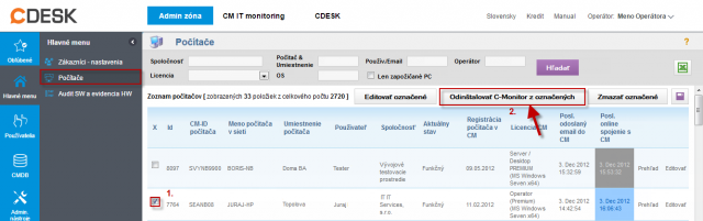 Odinštalácia C-Monitor Windows klienta cez CM portál