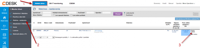 Obrázok: Príklad pridania watchu cez CM portál