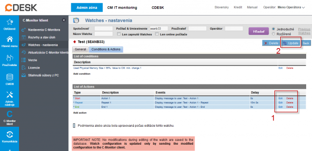 Obrázok: CM Portal - Add Watches Action Step 3